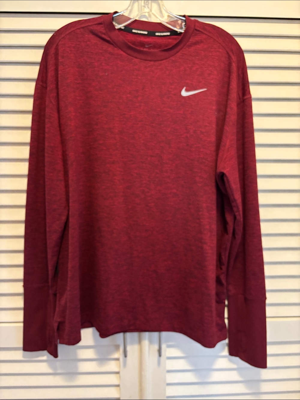 Nike Red Heather Long Sleeve Performance Top